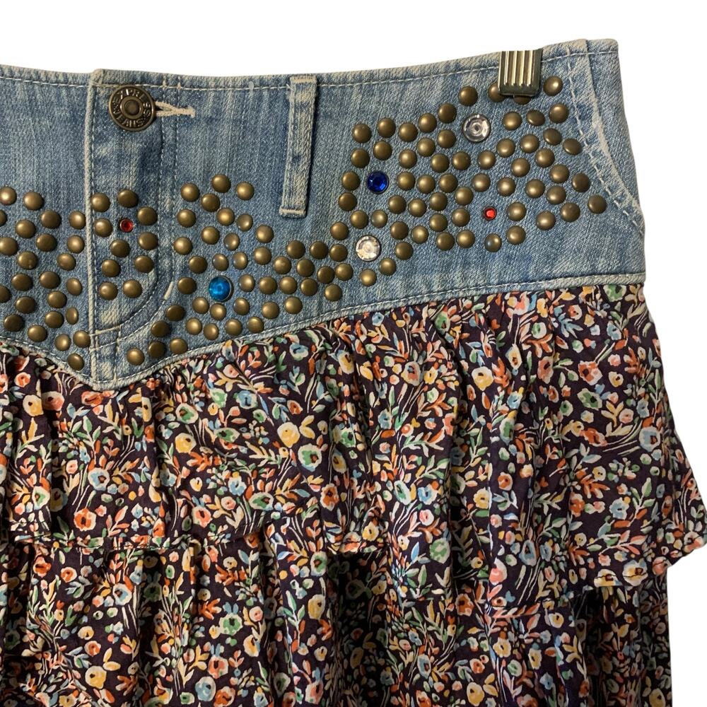 Express Jeans Floral Bejeweled Mini Skirt sz 10 - Picture 6 of 12